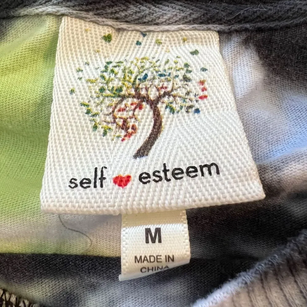Self Esteem Womens Crop Top T Shirt Top Tie Dye LOVE Long Sleeve Pullover Medium